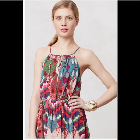 Anthropologie Maeve Tarana boho maximalist print Maxi Dress red 12 L - Picture 2 of 8